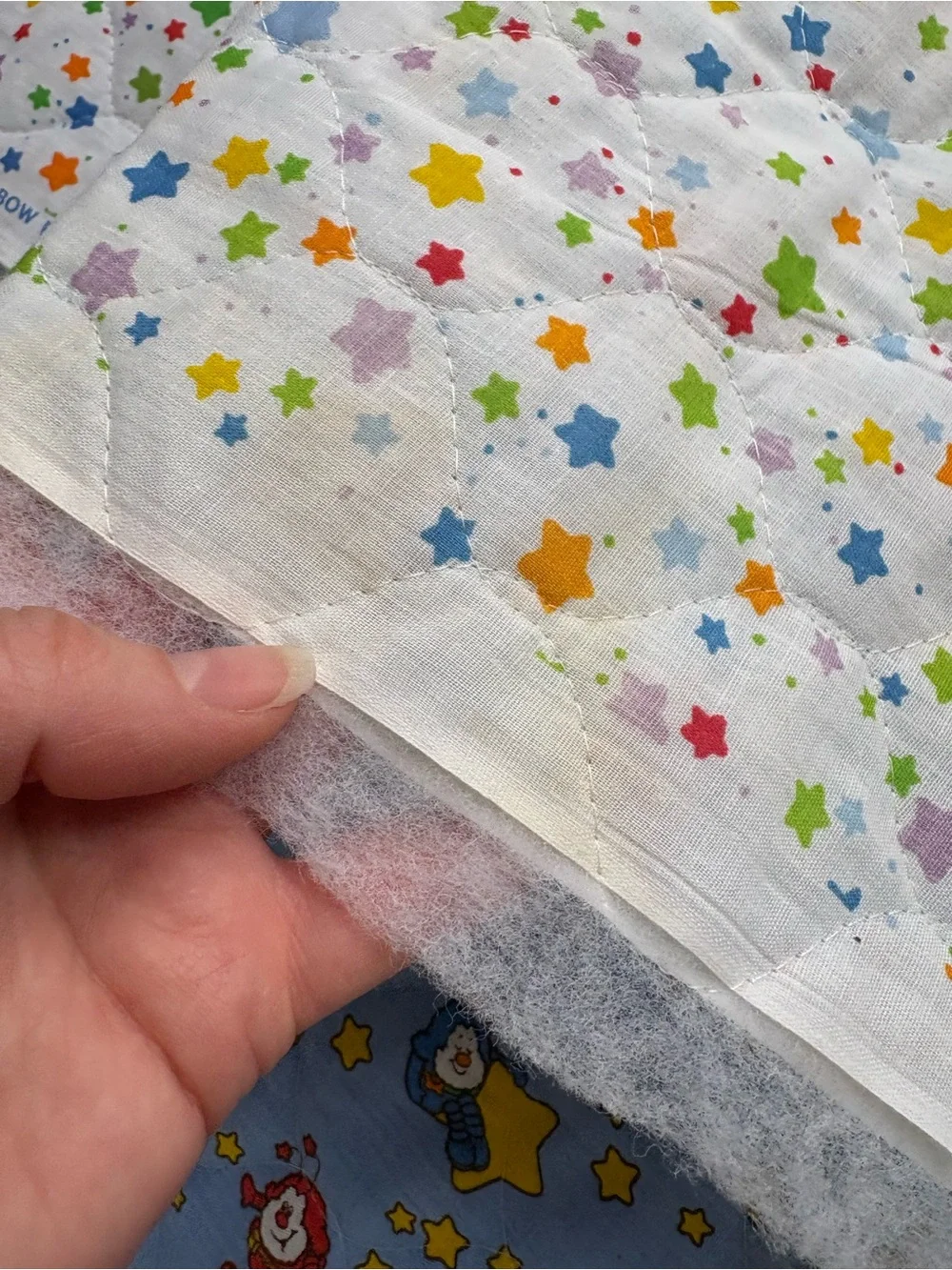 Rainbow Brite 1983 rare vintage quilted fabric 3 remnants